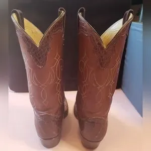 Justine Jenuine Crocodile Cowboy Boots Brown Size 8D Justin Men main image 3